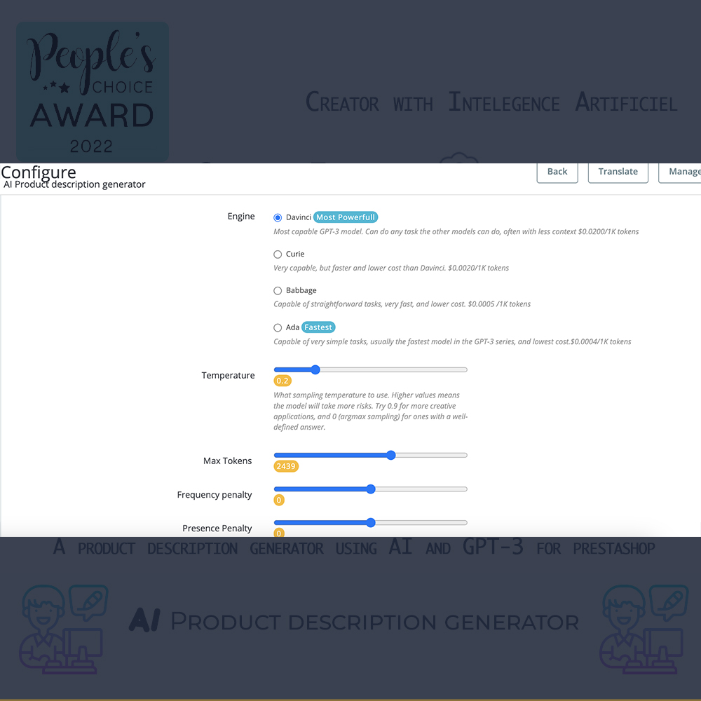 AI Product description generator Module Prestashop