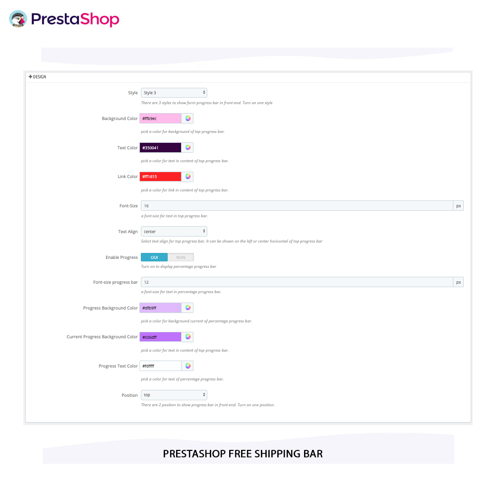 Free Shipping Bar prestashop