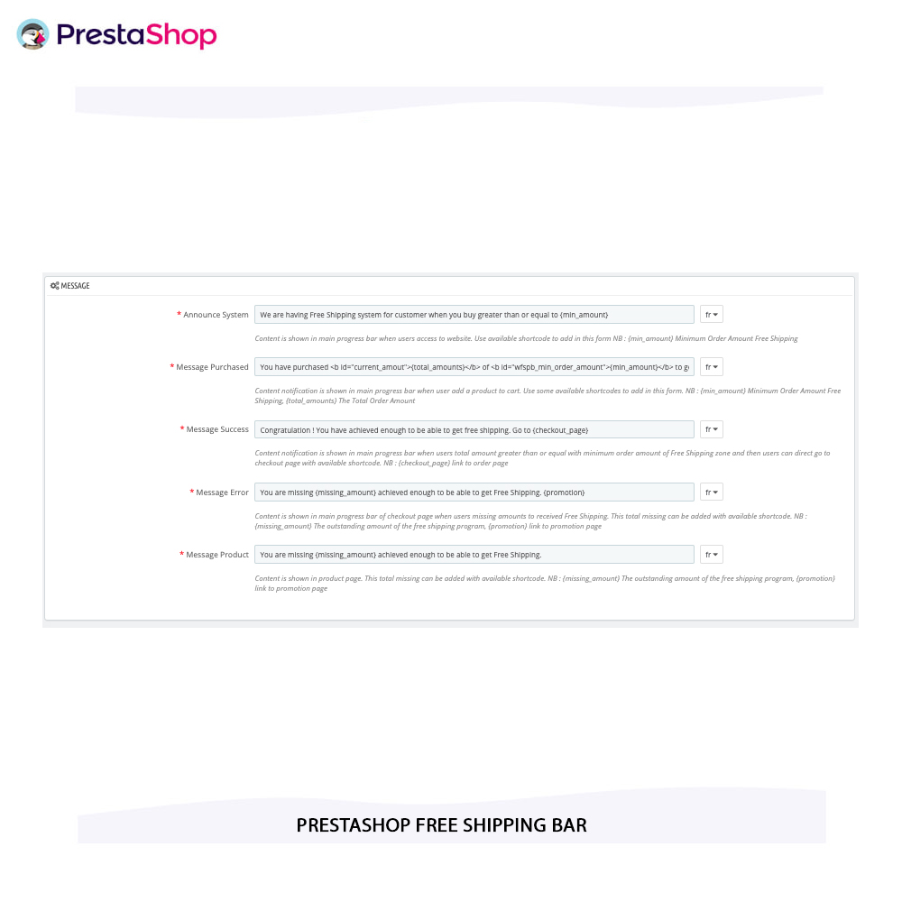 Free Shipping Bar prestashop