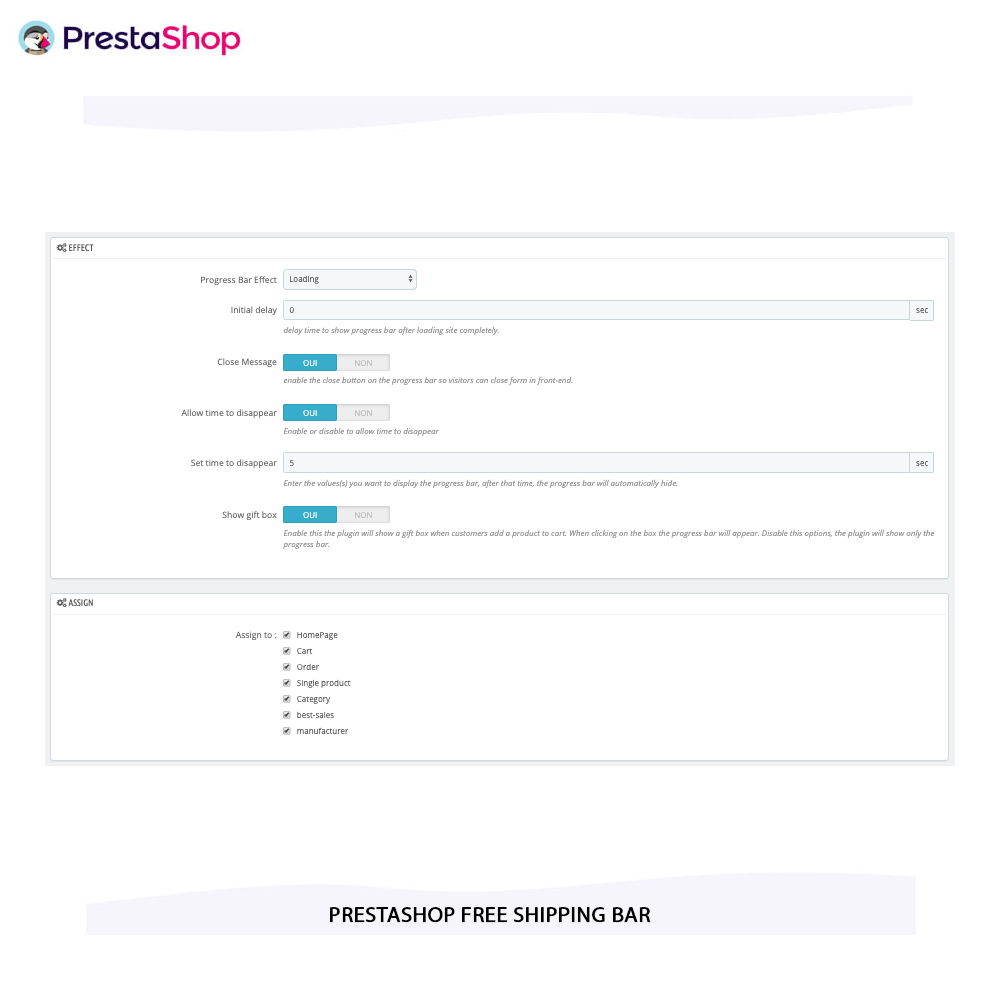 Free Shipping Bar prestashop