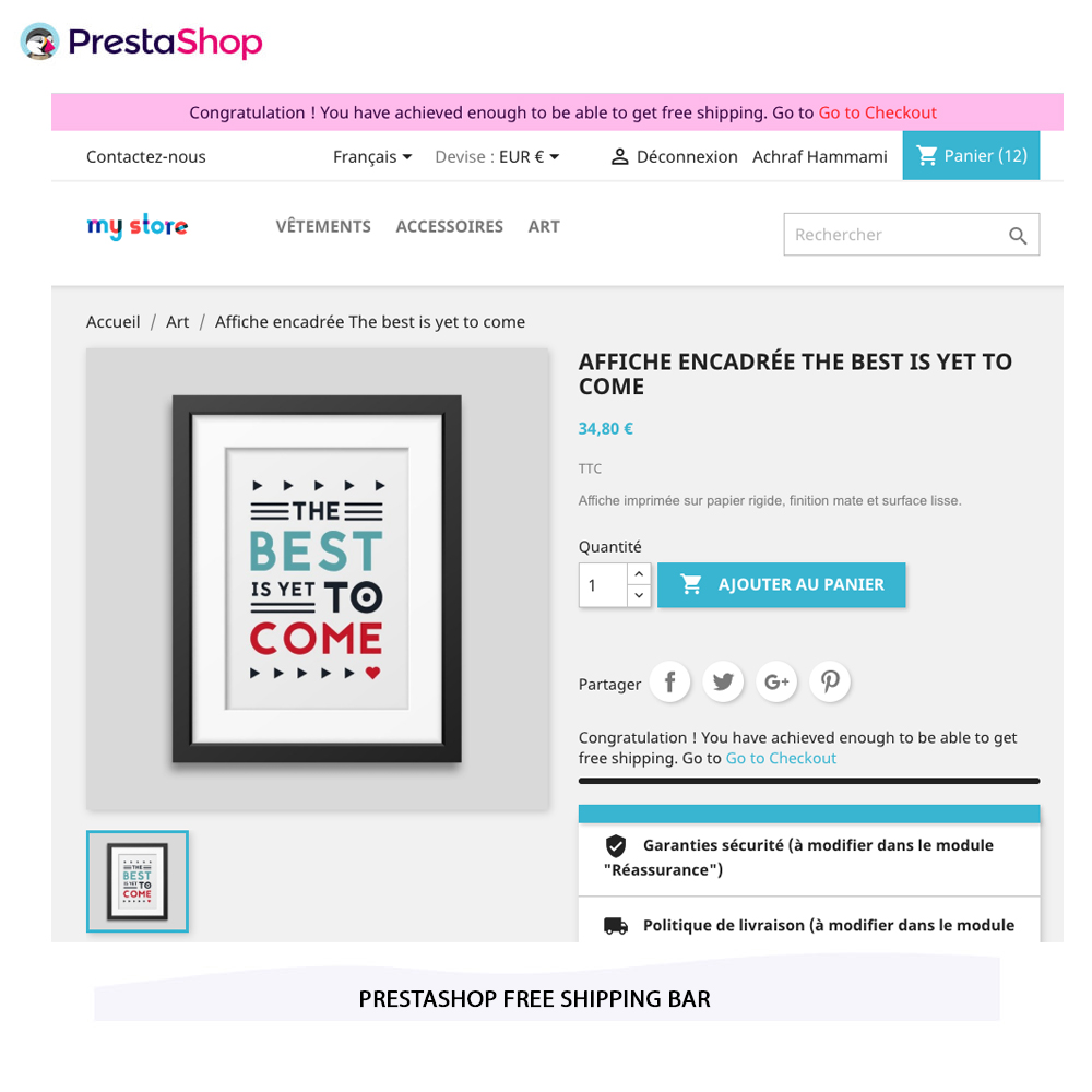 Free Shipping Bar prestashop