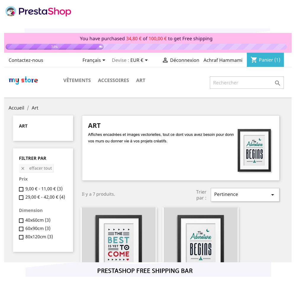 Free Shipping Bar prestashop