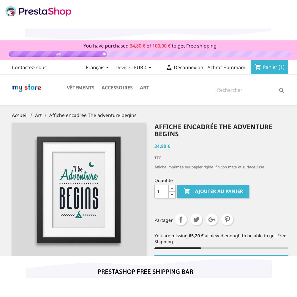 Free Shipping Bar prestashop