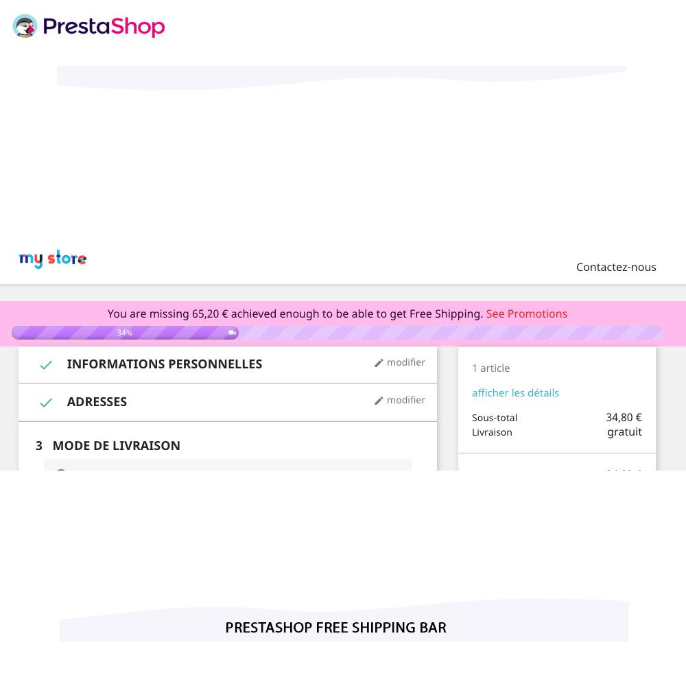 Free Shipping Bar prestashop