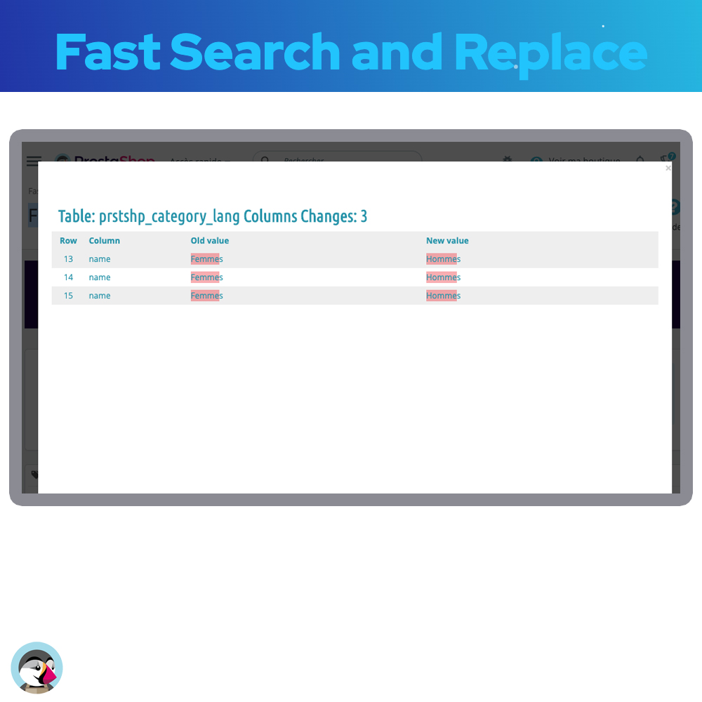 Search and Replace Database Prestashop Module