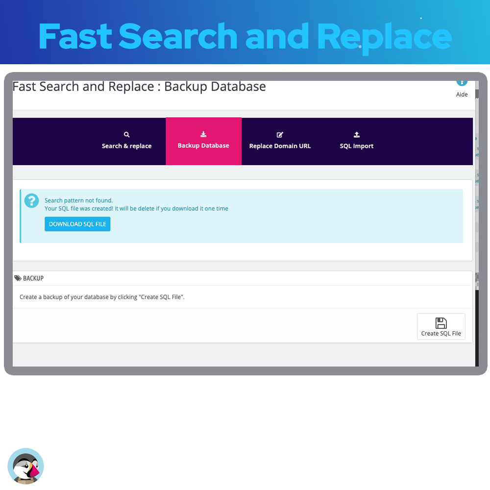 Search and Replace Database Prestashop Module