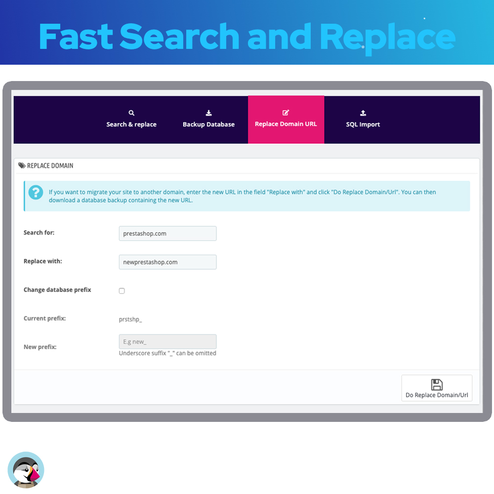 Search and Replace Database Prestashop Module