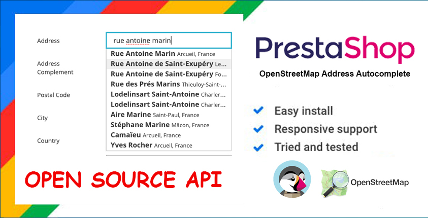 Module Prestashop OpenStreetMap Address Autocomplete