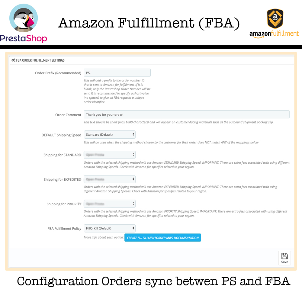 Module Prestashop Amazon Fulfillment (FBA + SP API)