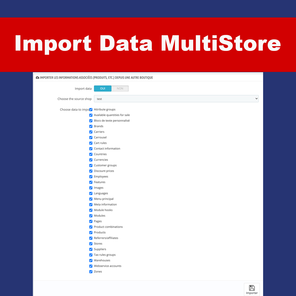 Module Import Data Multistore Prestashop