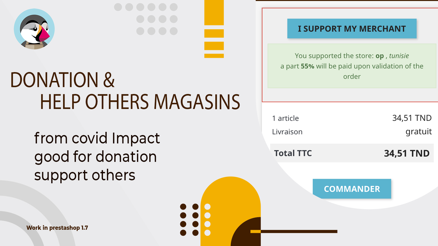 Donation & Help others Magasins Module Prestashop