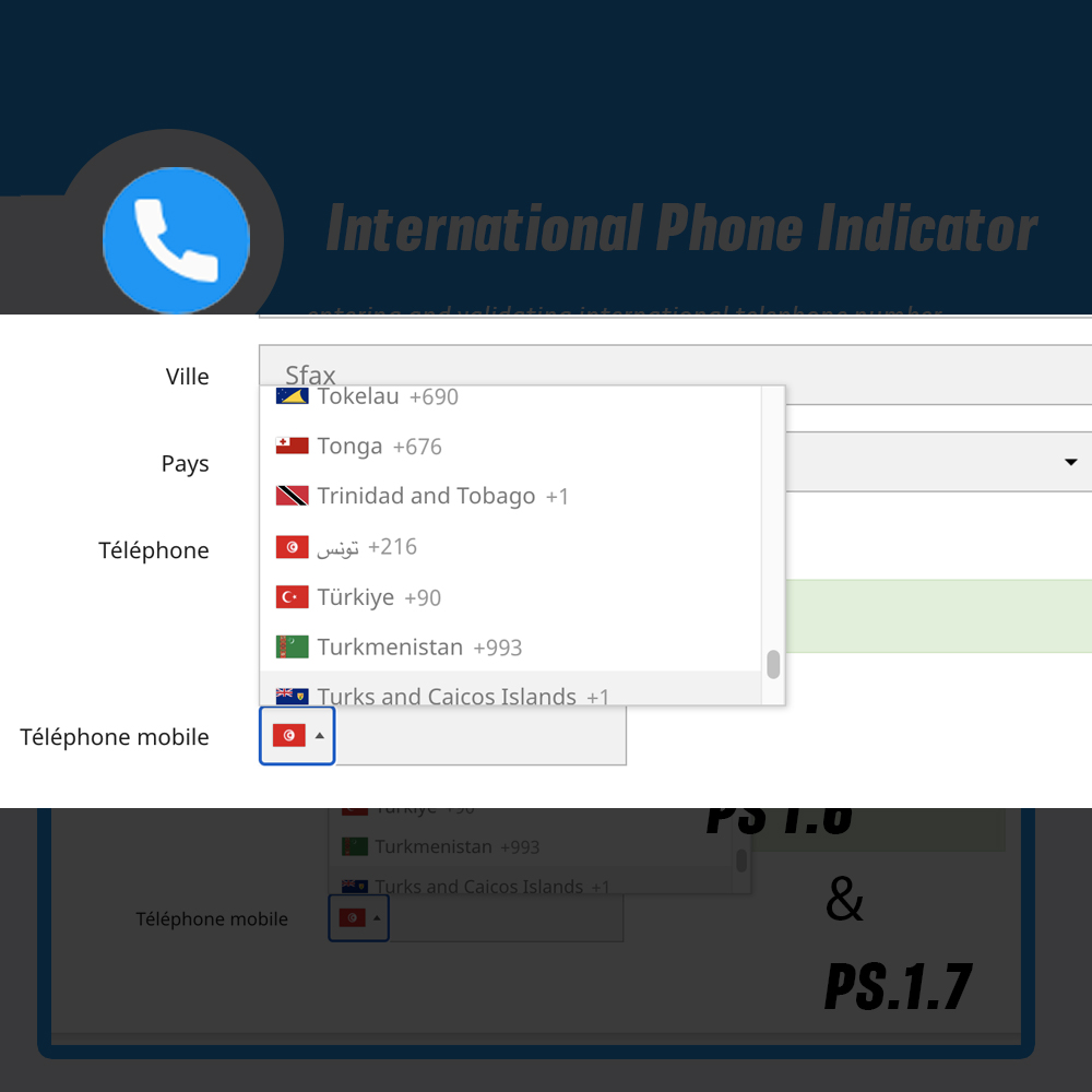 International Phone Indicator Prestashop