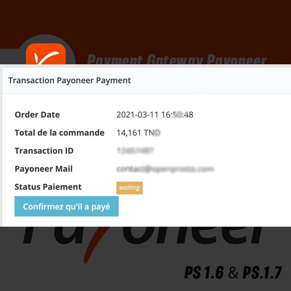 Payoneer Payment Gateway for Prestashop