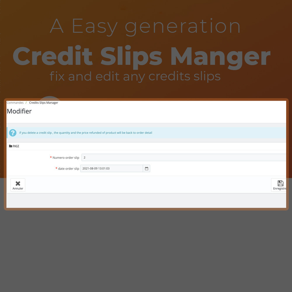 Delete Credit Slips Prestashop