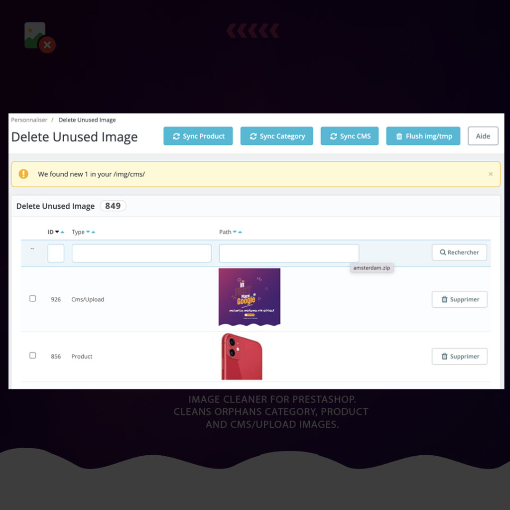 Clean Delete unused image Prestashop v4.0.1