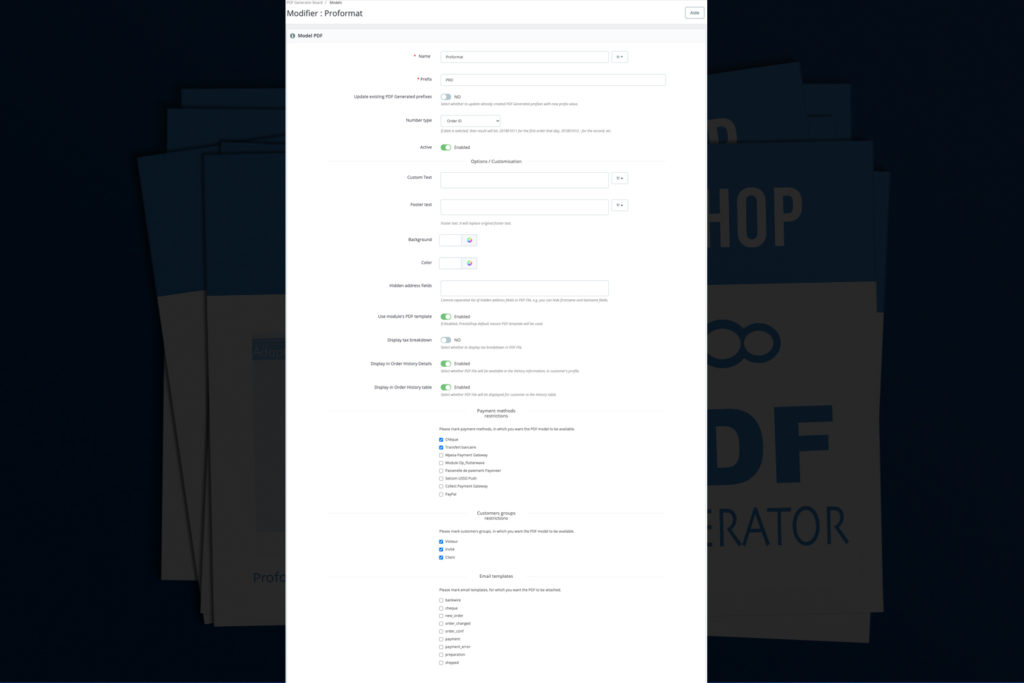 Prestashop PDF Generator Proforma Quote Impaid Module