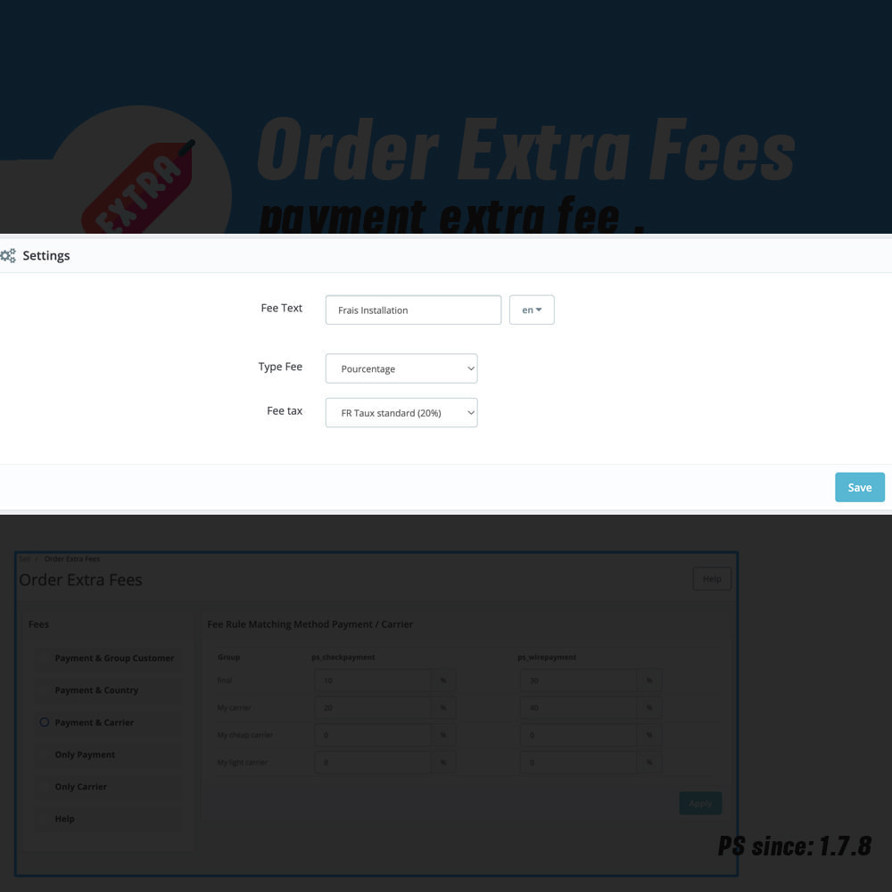 Additional Fee Prestashop