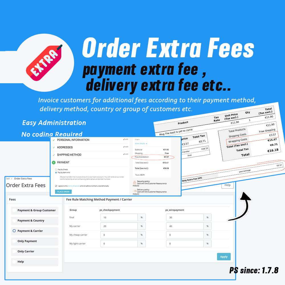 Order Extra Fees/Charges Prestashop