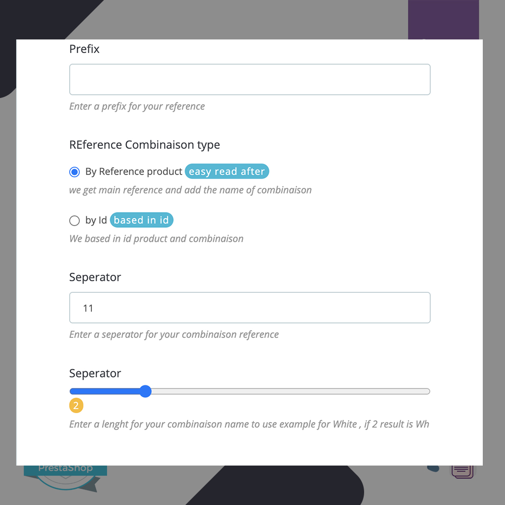 Auto Generate reference product and combinaison Prestashop