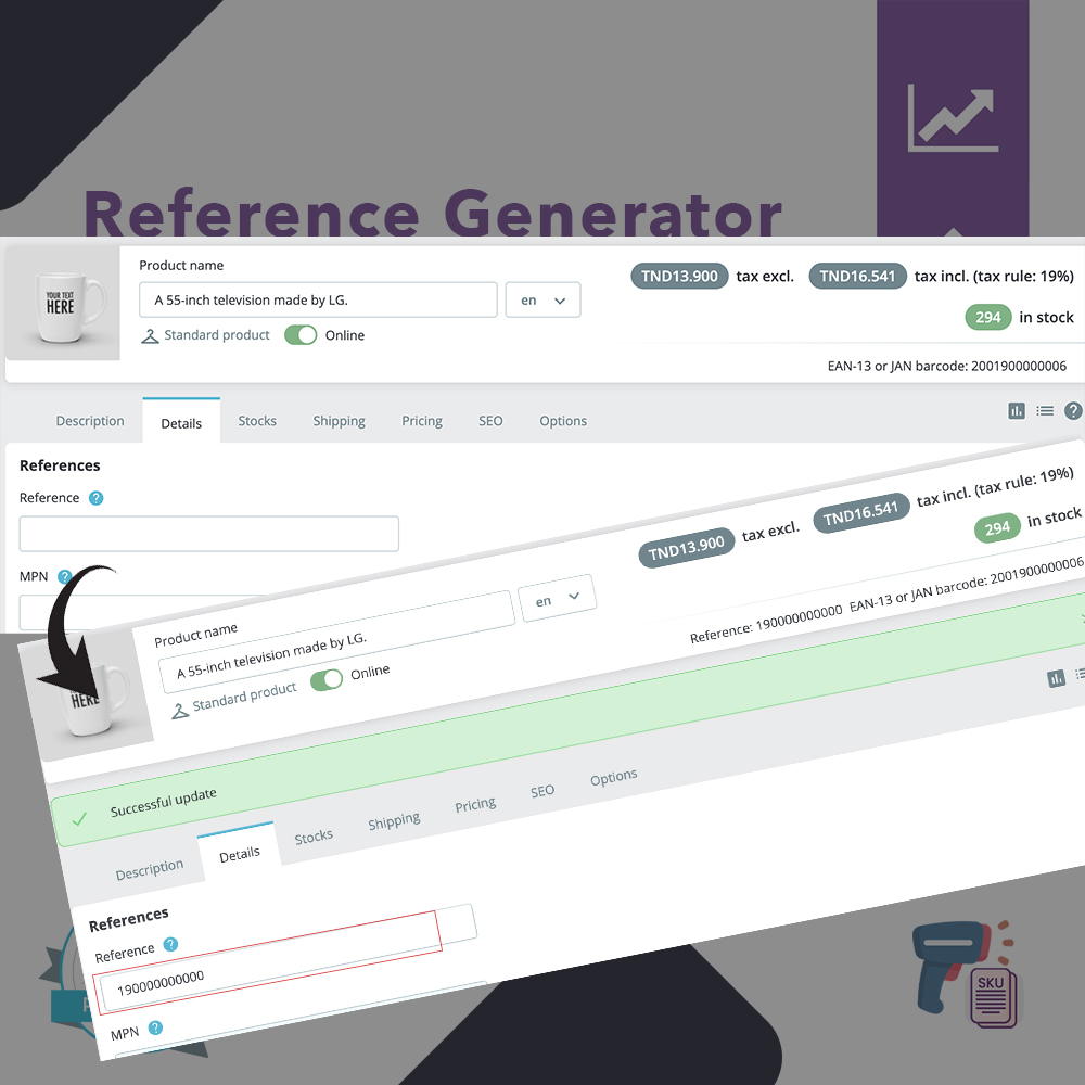 Auto Generate reference product and combinaison Prestashop