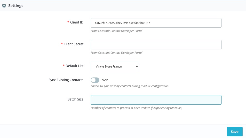 PrestaShop Constant Contact Integration 